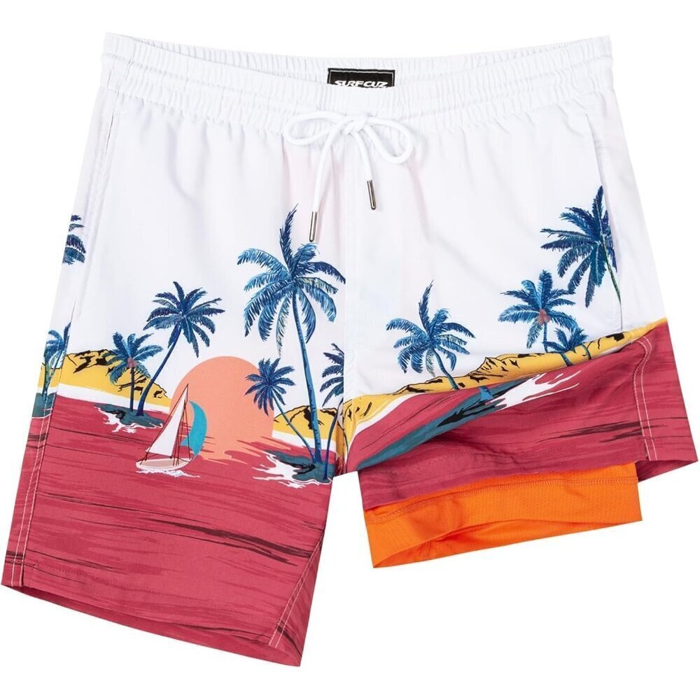 🆕Brand New - Men's White Swim Trunks Shorts